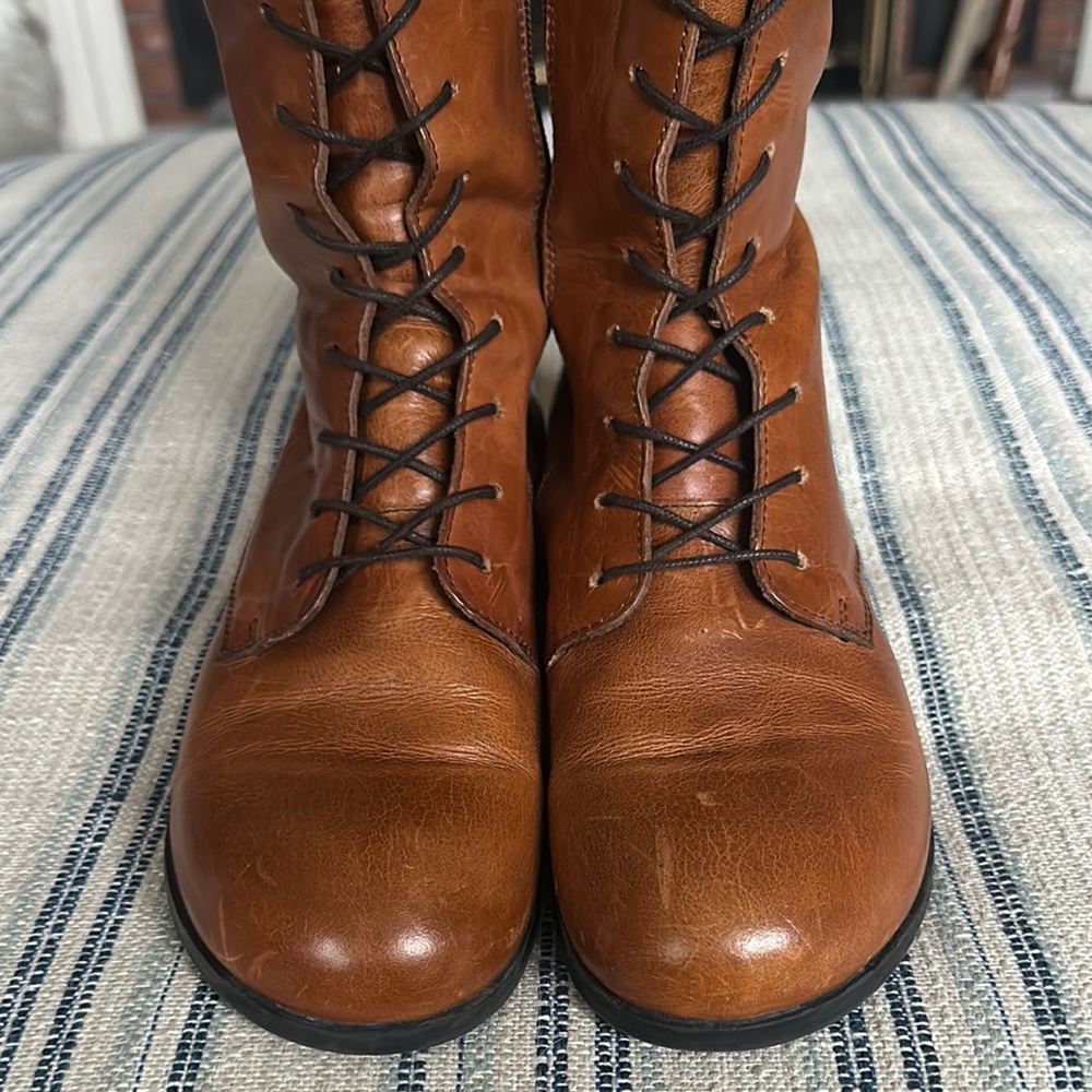 Birkenstock Longford Camel Brown Leather Knee-High Boots size 38 size 7 7.5 USA - Picture 3 of 10